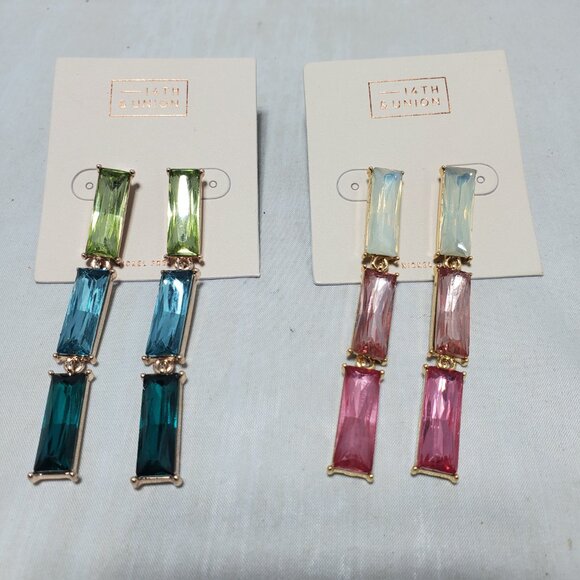 2 Pairs Nordstrom Multi-Stone Drop Earrings - Picture 4 of 6